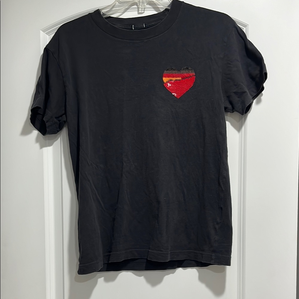 Abercrombie & Fitch Sequin Heart Short Sleeve Tee